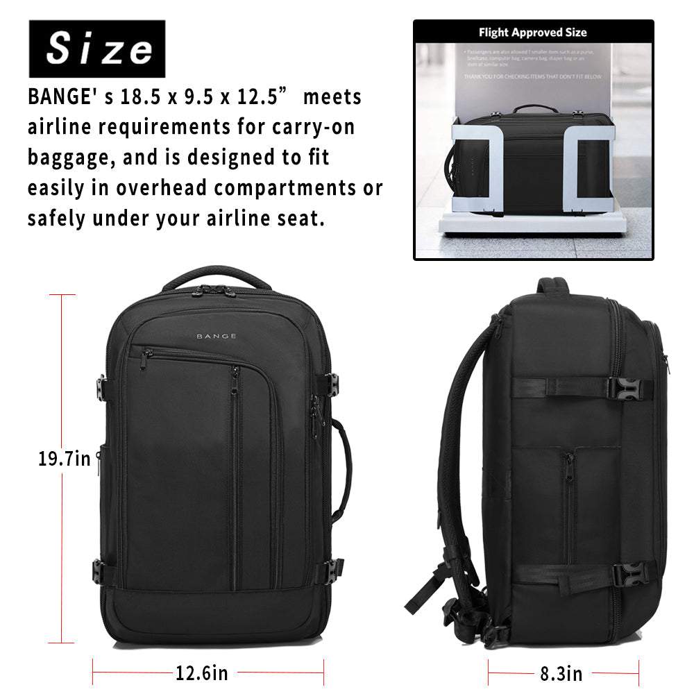 BANGE Men's 40-Liter Travel Backpack, FAA Flight-Approved Weekender Bag (3-Compartment Backpack) 3