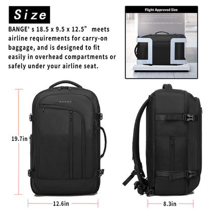 BANGE Men's 40-Liter Travel Backpack, FAA Flight-Approved Weekender Bag (3-Compartment Backpack) 3