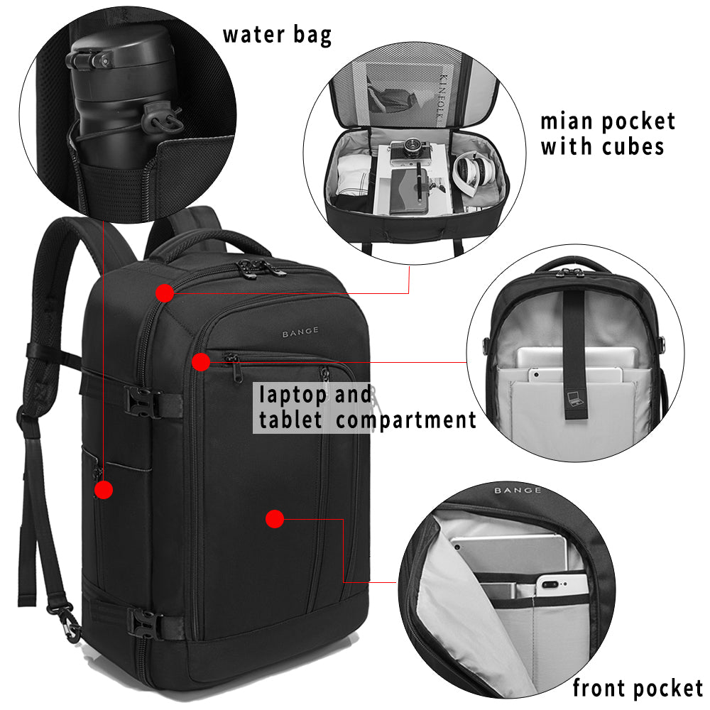 BANGE Men's 40-Liter Travel Backpack, FAA Flight-Approved Weekender Bag (3-Compartment Backpack) 5