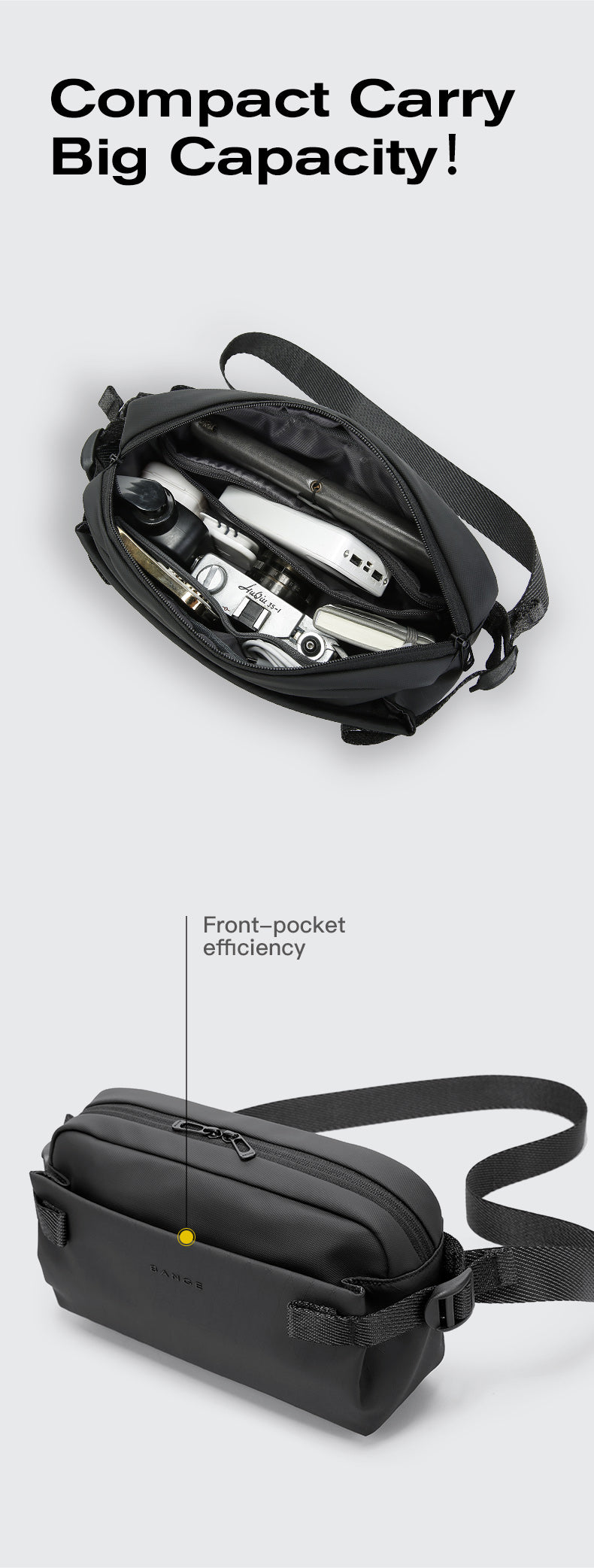 BANGE Minimalist Waterproof Urban Crossbody Shoulder Bag for Commuting/Travel 2