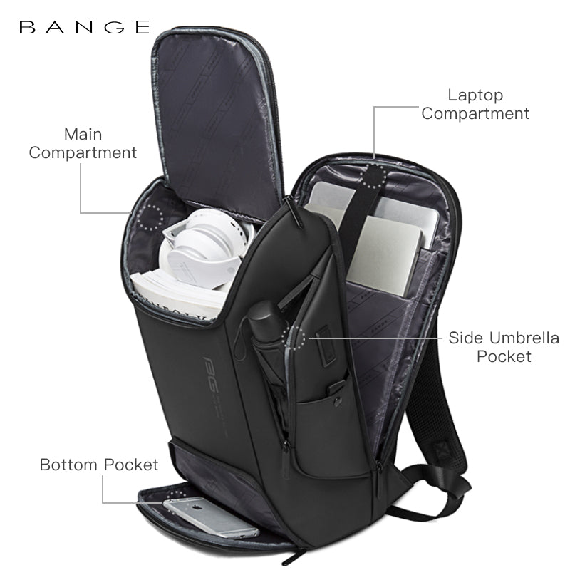 BANGE New USB Charging Port Fits 15.6 Inch Laptop Backpack for Men 2