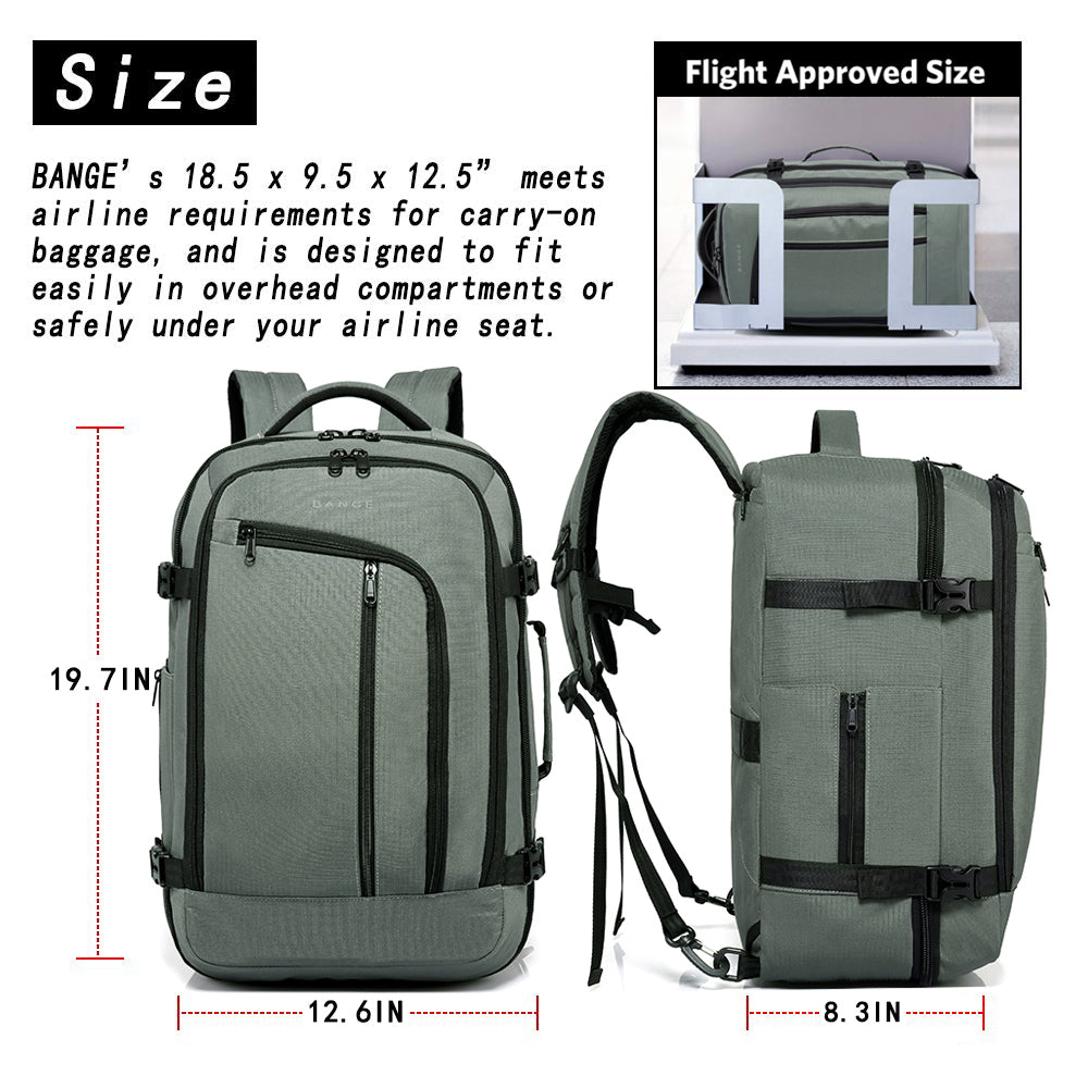 BANGE Overnight Travel Backpack, 40-Liter Weekend Bag with FAA Flight Approval (3-Compartment Backpack) 8