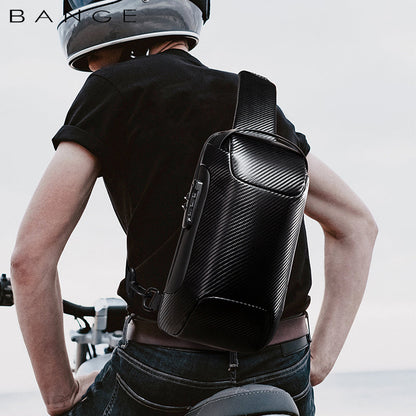 BANGE Sling Backpack, Anti-theft Carbon Fiber Messenger Bag 1