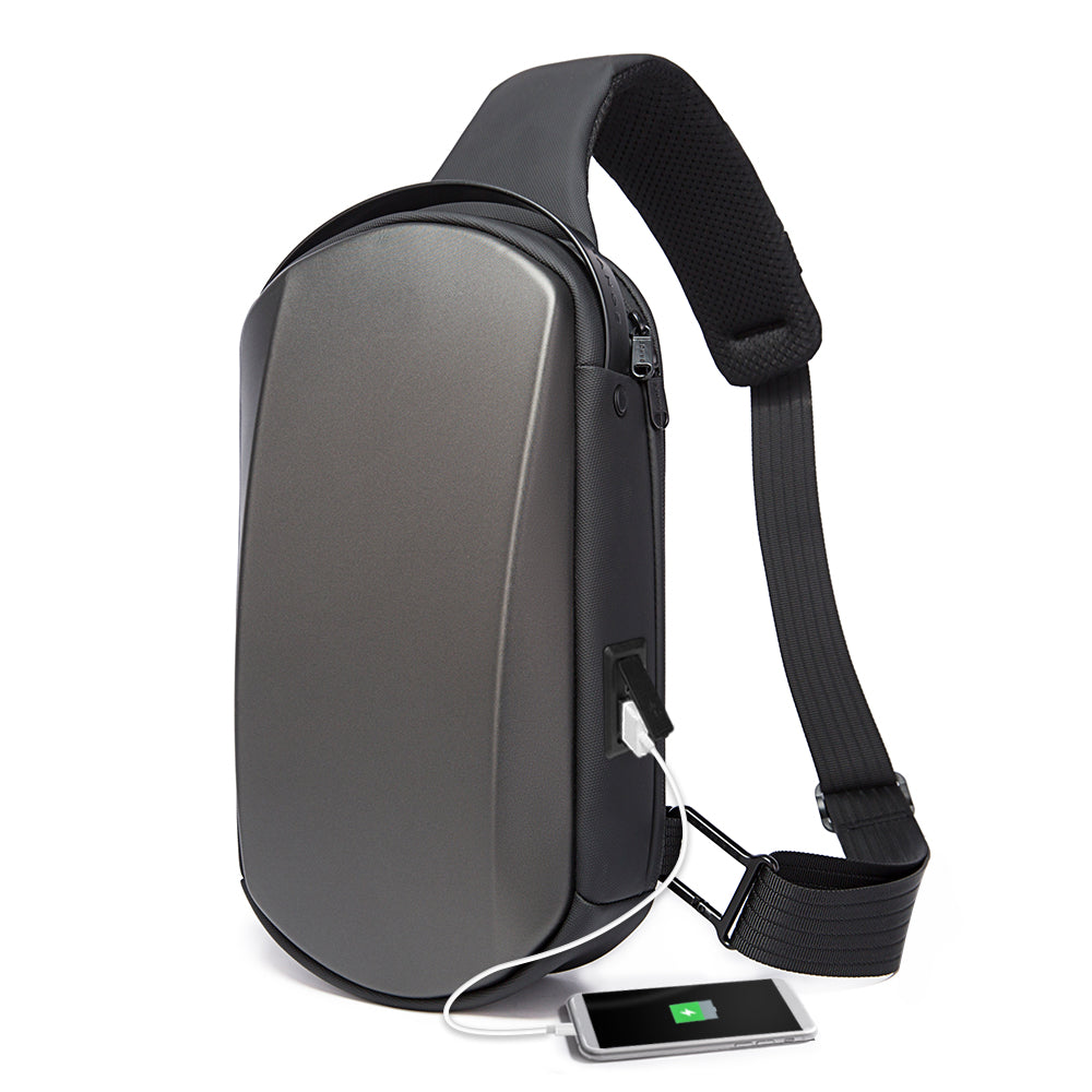 BANGE Sling Bag Waterproof Shell Crossbody Bag Backpack for Men with USB Charging Port 0