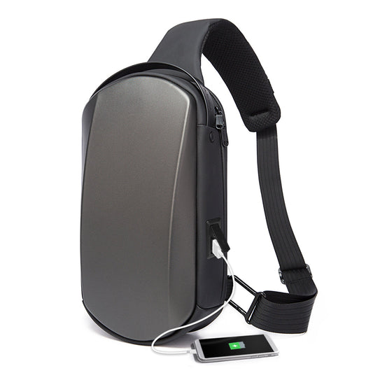 BANGE Sling Bag Waterproof Shell Crossbody Bag Backpack for Men with USB Charging Port 0