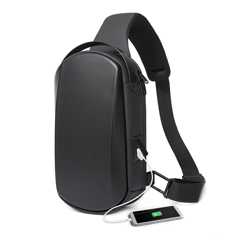BANGE Sling Bag Waterproof Shell Crossbody Bag Backpack for Men with USB Charging Port 1