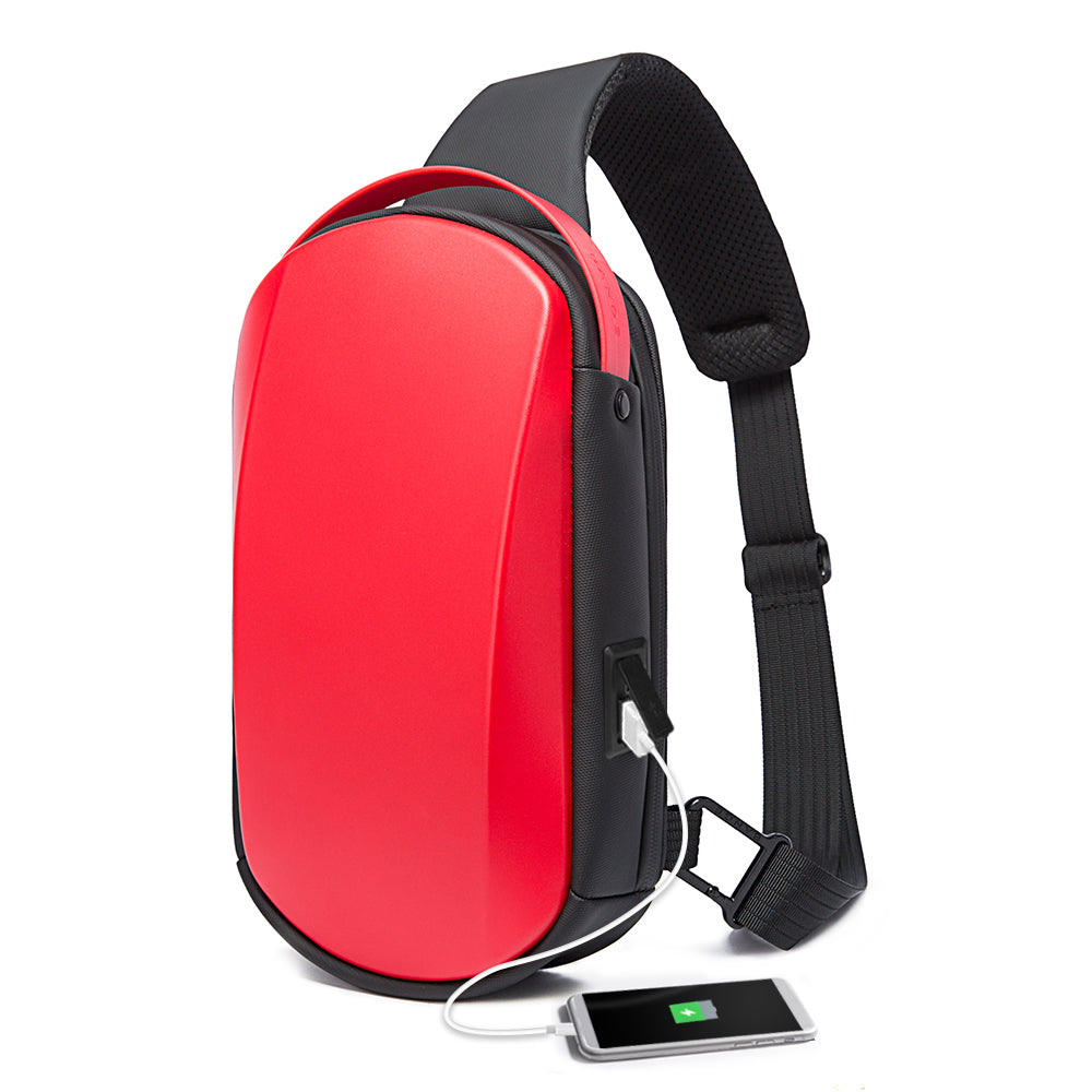 BANGE Sling Bag Waterproof Shell Crossbody Bag Backpack for Men with USB Charging Port 10