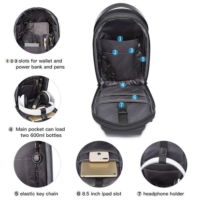 BANGE Sling Bag Waterproof Shell Crossbody Bag Backpack for Men with USB Charging Port 2