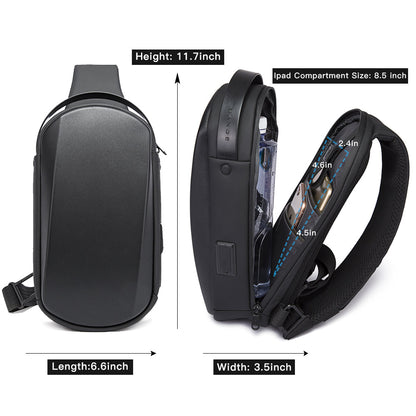 BANGE Sling Bag Waterproof Shell Crossbody Bag Backpack for Men with USB Charging Port 3
