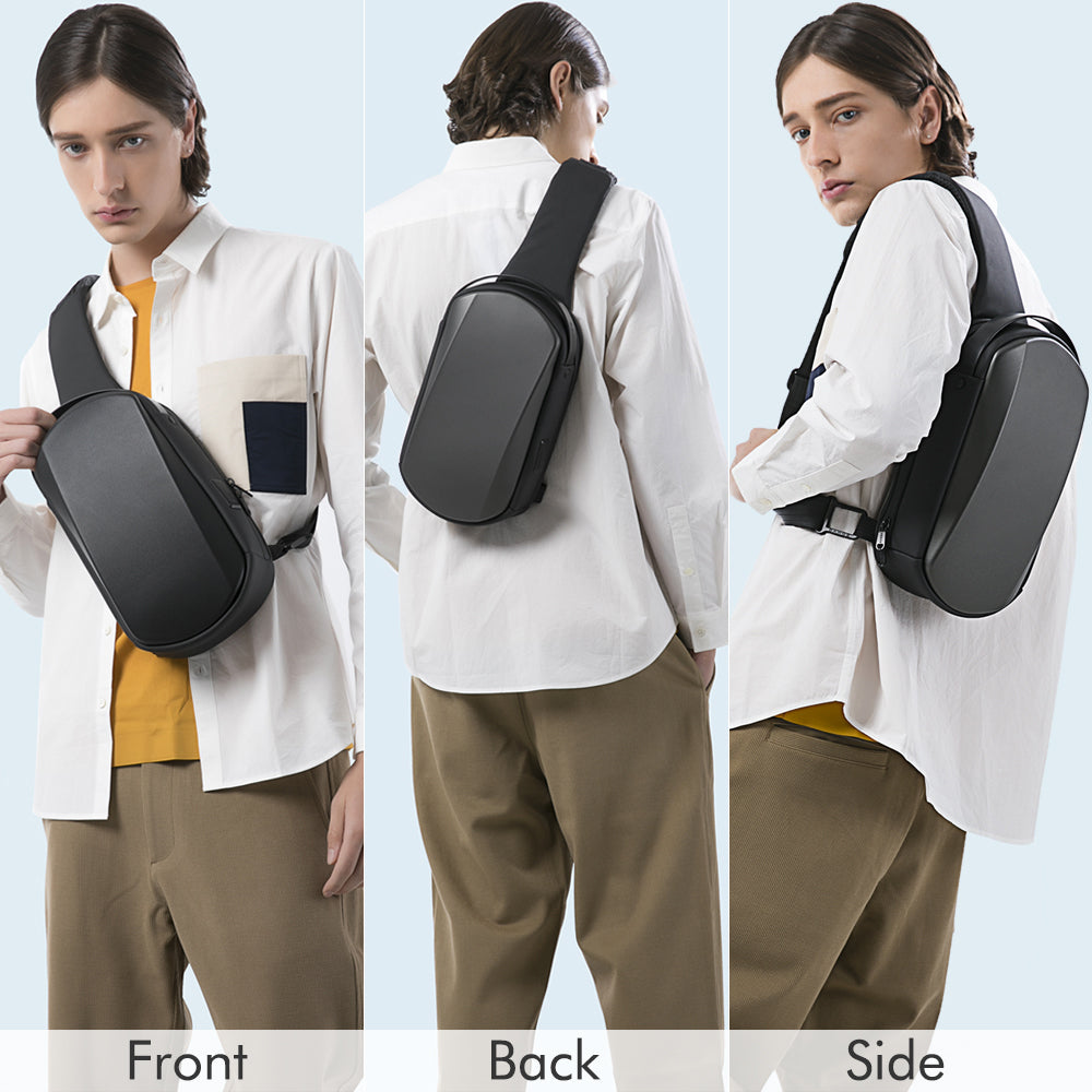 BANGE Sling Bag Waterproof Shell Crossbody Bag Backpack for Men with USB Charging Port 6