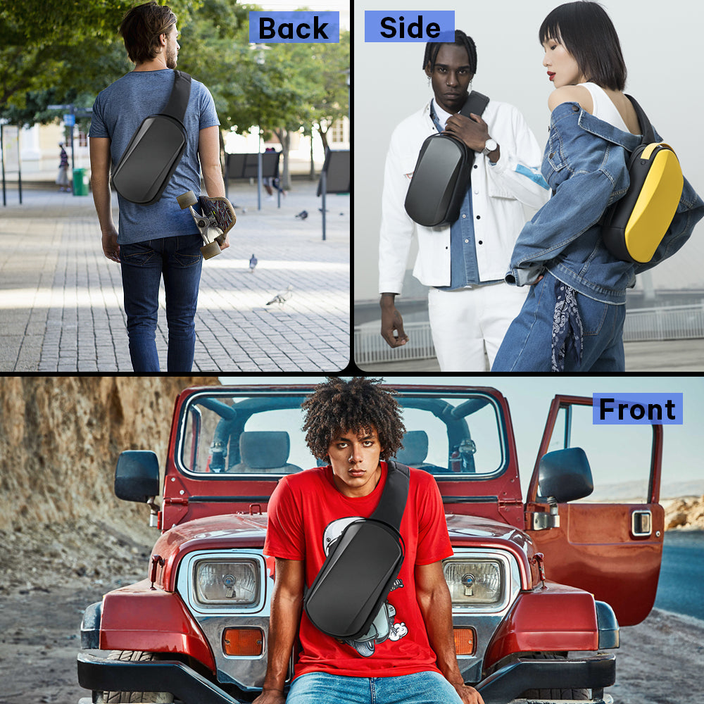BANGE Sling Bag Waterproof Shell Crossbody Bag Backpack for Men with USB Charging Port 7