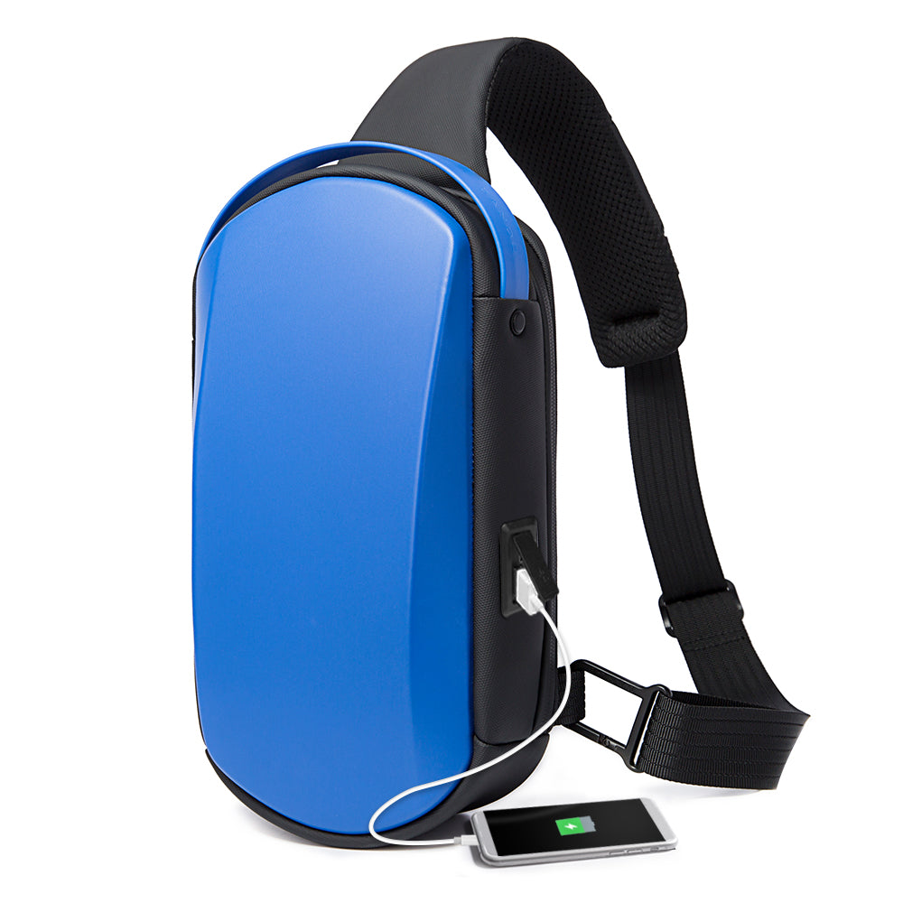 BANGE Sling Bag Waterproof Shell Crossbody Bag Backpack for Men with USB Charging Port 8