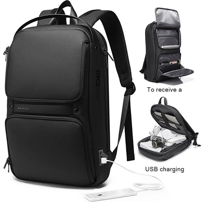 BANGE fashionable slim waterproof laptop backpack for men, fits 15.6 inches 0