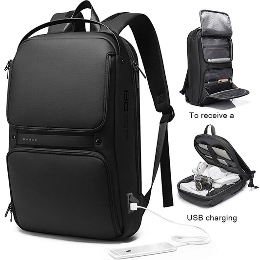 BANGE fashionable slim waterproof laptop backpack for men, fits 15.6 inches 0