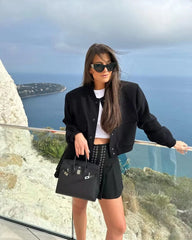 BELLA | Crop Long Sleeve  Bomber Jacket 1