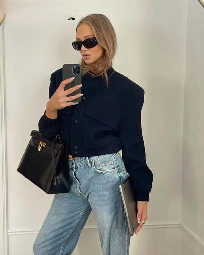 BELLA | Crop Long Sleeve  Bomber Jacket 2