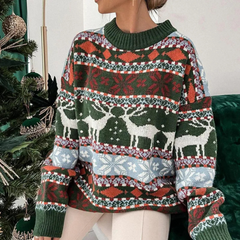 Baliona | Warm Reindeer Christmas Sweater for Women | Oversized 1