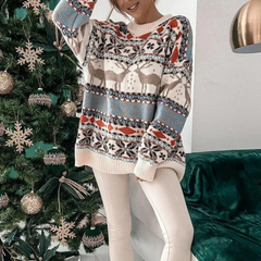 Baliona | Warm Reindeer Christmas Sweater for Women | Oversized 2