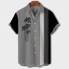 CLAUDE | Color Block Shirt with Palm Pattern for Men-3