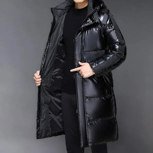 Black winter down jacket for men | with hood 0