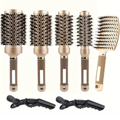 BlowOut Pro - Ionic Boar Bristle Round Hairbrush Set for Salon-Quality Styling 1