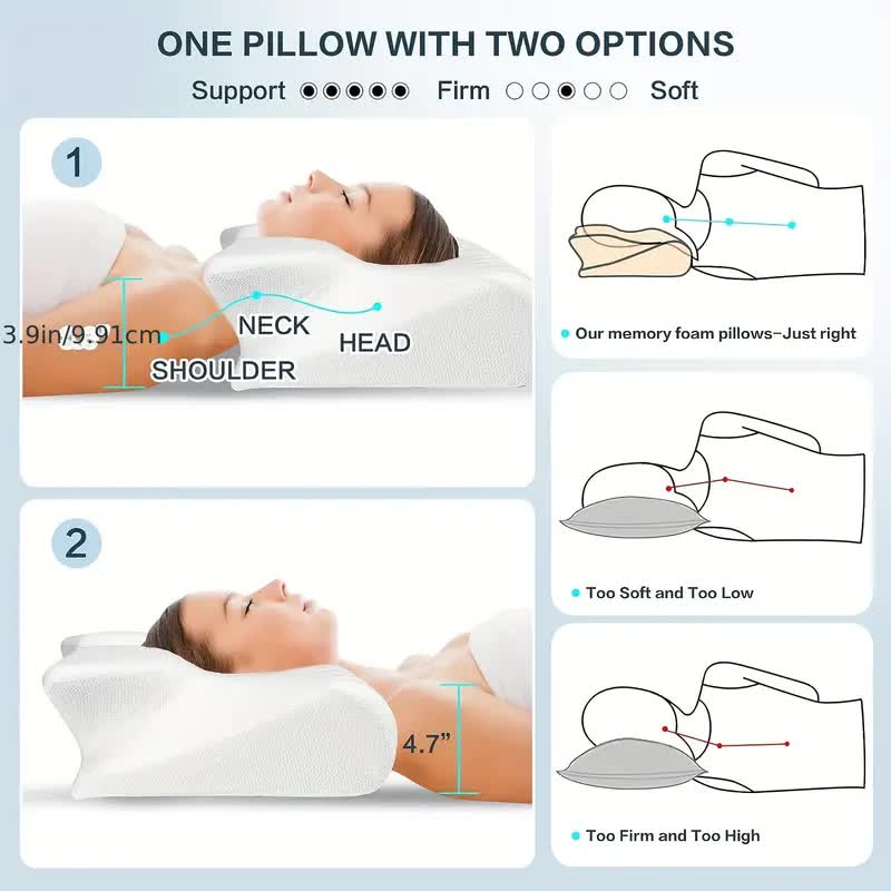 Butterfly Memory Foam Neck Pillow with Armrests for Side & Back Sleepers 8
