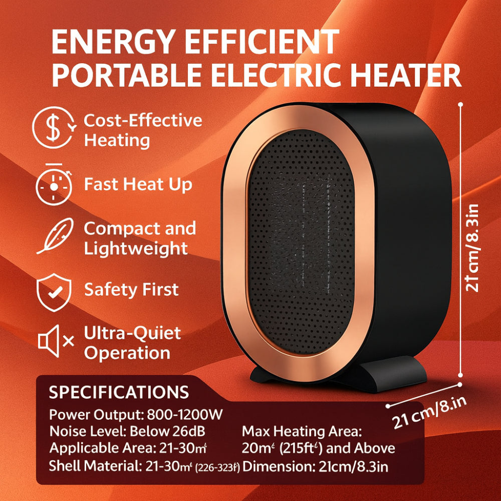 CeramiHeat | Sleek Compact Portable Ceramic Space Heater for Home and Office Use 1