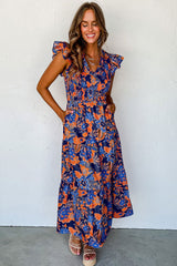  Chic Boho Floral Ruffle Dress with V-Neckline-4