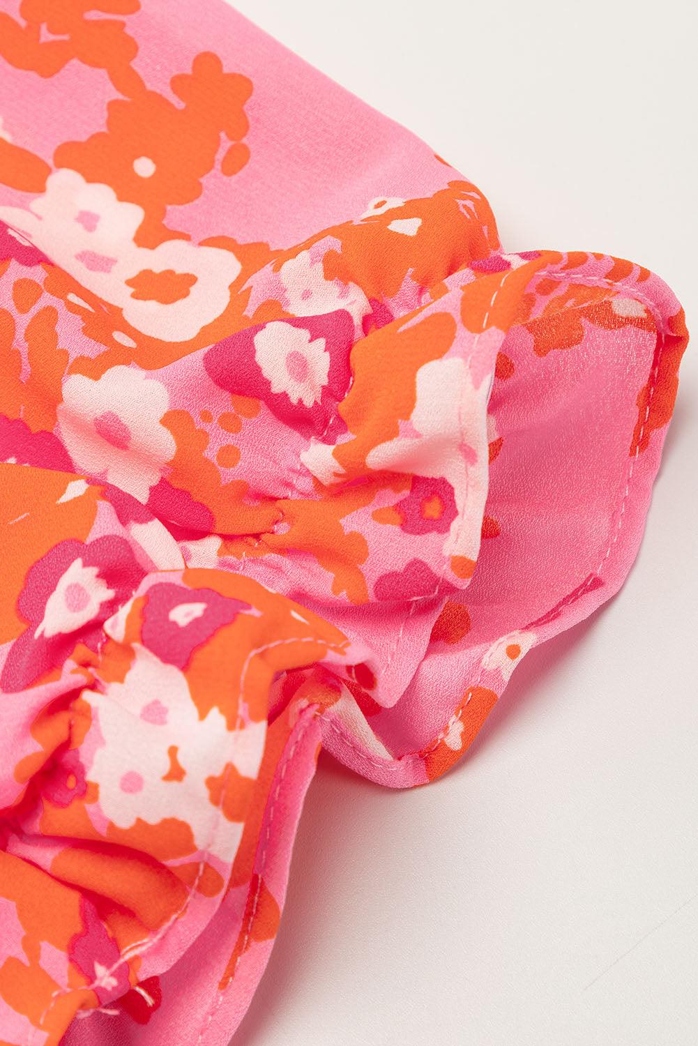  Chic Pink V-Neck Dress with Playful Short Ruffles-5