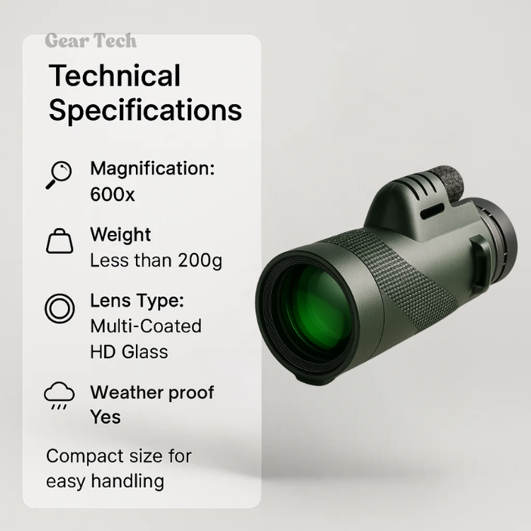 Compact 600x Ultra-Zoom Monocular | HD Lens, Lightweight & Perfect for Hiking, Birdwatching, and Sports Events 1