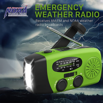 Compact emergency radio with 2000mah Power Bank, solar, hand crank and built -in flashlight for use outdoors 5