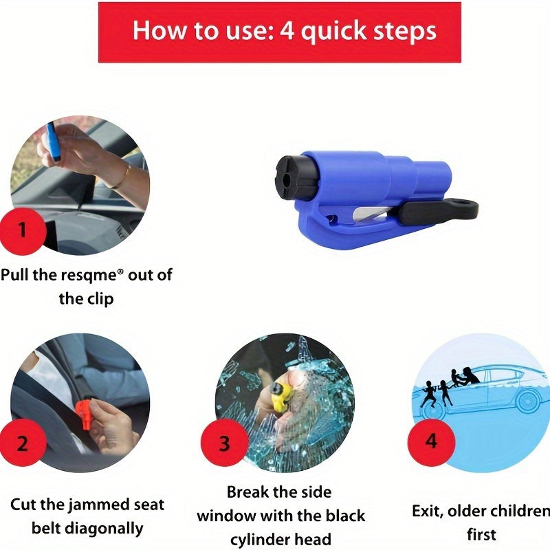 Compact emergency safety hammer with ergonomic handle - window breaker for quick escape in the car, available in several colors 4