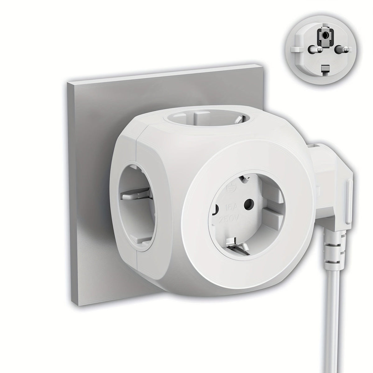 Compact portable power plug -in cubes with 5 electrical connections - light and safe for home, office and travel 0