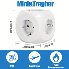 Compact portable power plug -in cubes with 5 electrical connections - light and safe for home, office and travel 3