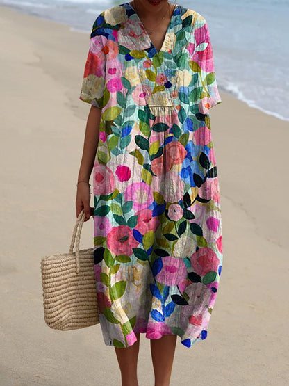  Sophia - Chic Floral V-Neck Dress for Women-1