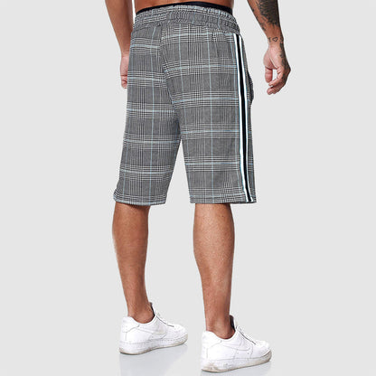  Men's drawstring checkered shorts with elastic waistband-4