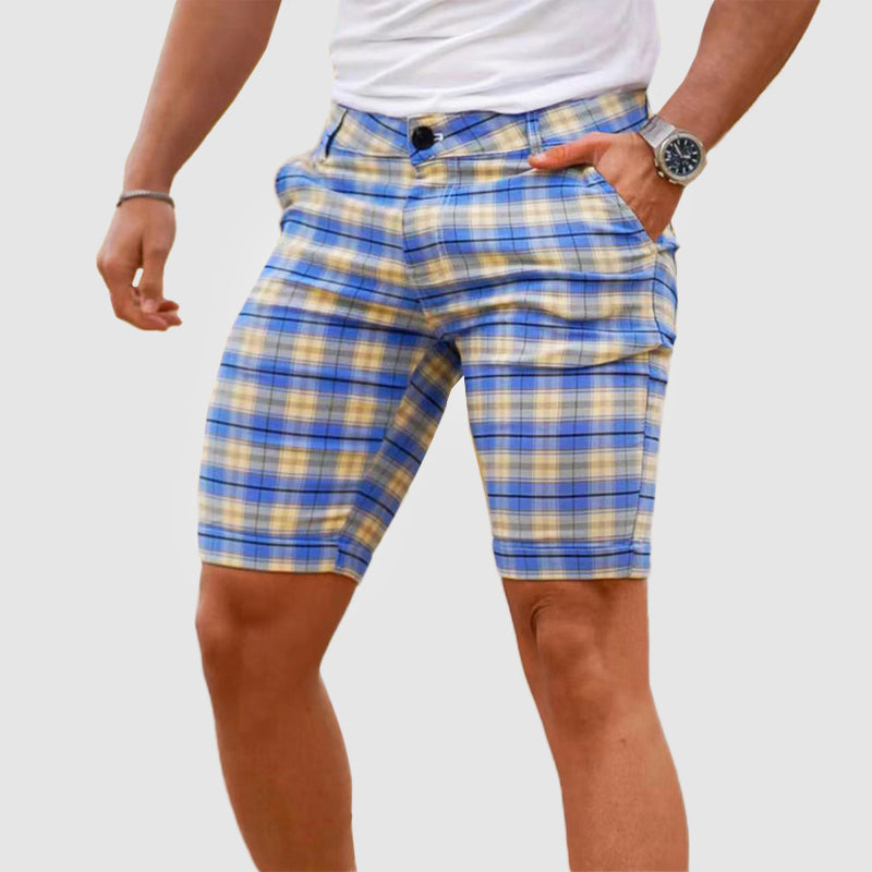  Men’s Plaid Shorts - Tailored Fit - Breathable Fabric - Above Knee Casual Wear-1