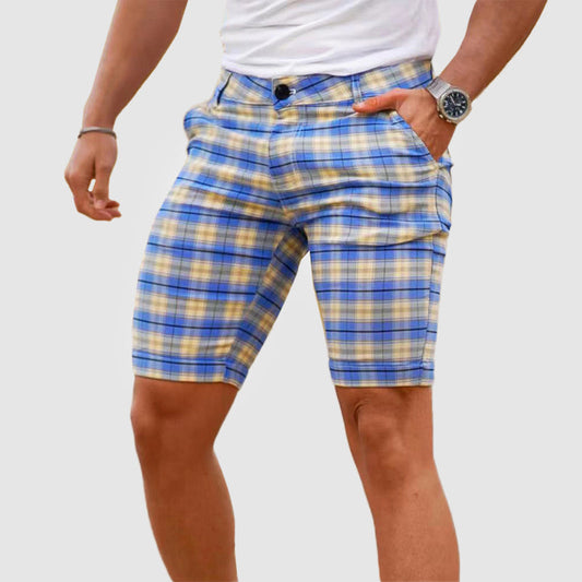  Men’s Plaid Shorts - Tailored Fit - Breathable Fabric - Above Knee Casual Wear-1