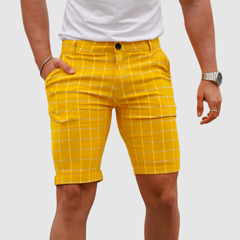  Men’s Plaid Shorts - Tailored Fit - Breathable Fabric - Above Knee Casual Wear-3