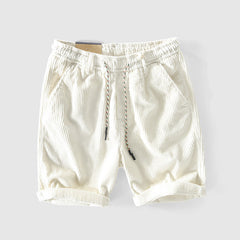  Men’s Corduroy Shorts - Lightweight Breathable - Elastic Waist - Rolled Hem Casual Wear-3