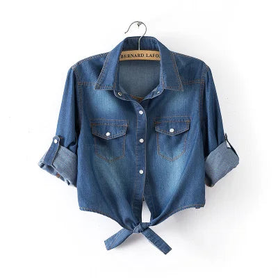  SAPPHIRE | Casual Denim Cropped Top-3