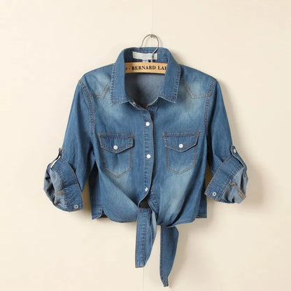  SAPPHIRE | Casual Denim Cropped Top-1