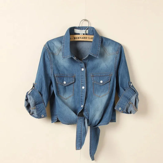  SAPPHIRE | Casual Denim Cropped Top-1