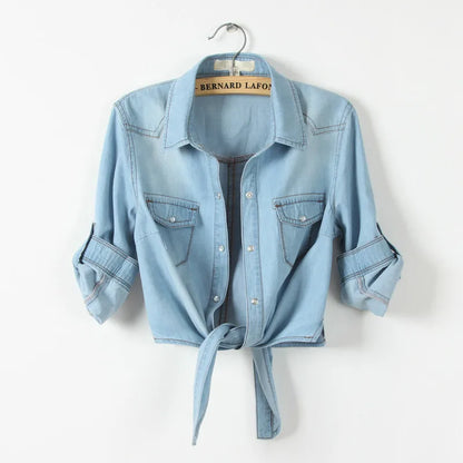  SAPPHIRE | Casual Denim Cropped Top-4