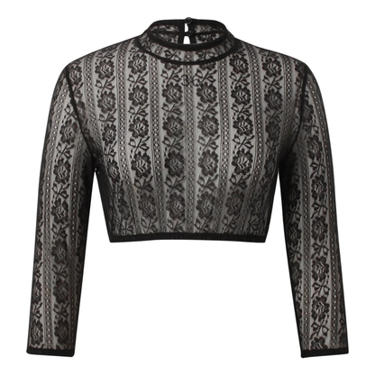 Dirndl blouse made of lace with a stand-up collar and 3/4 sleeves for traditional costumes 1