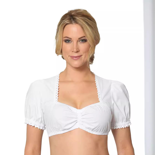 Dirndl blouse with puff sleeves and heart neckline for traditional outfits 0