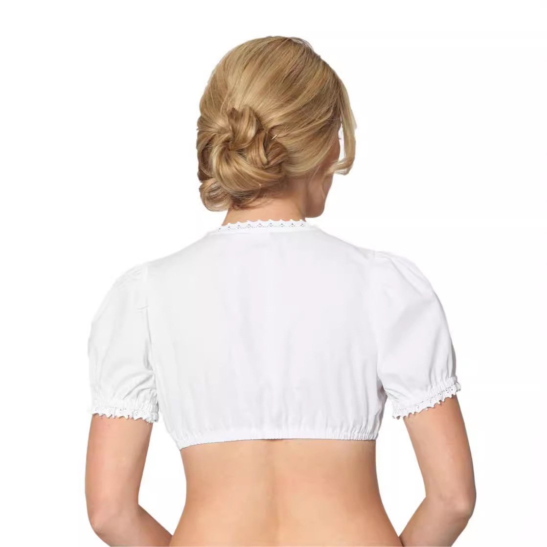 Dirndl blouse with puff sleeves and heart neckline for traditional outfits 1