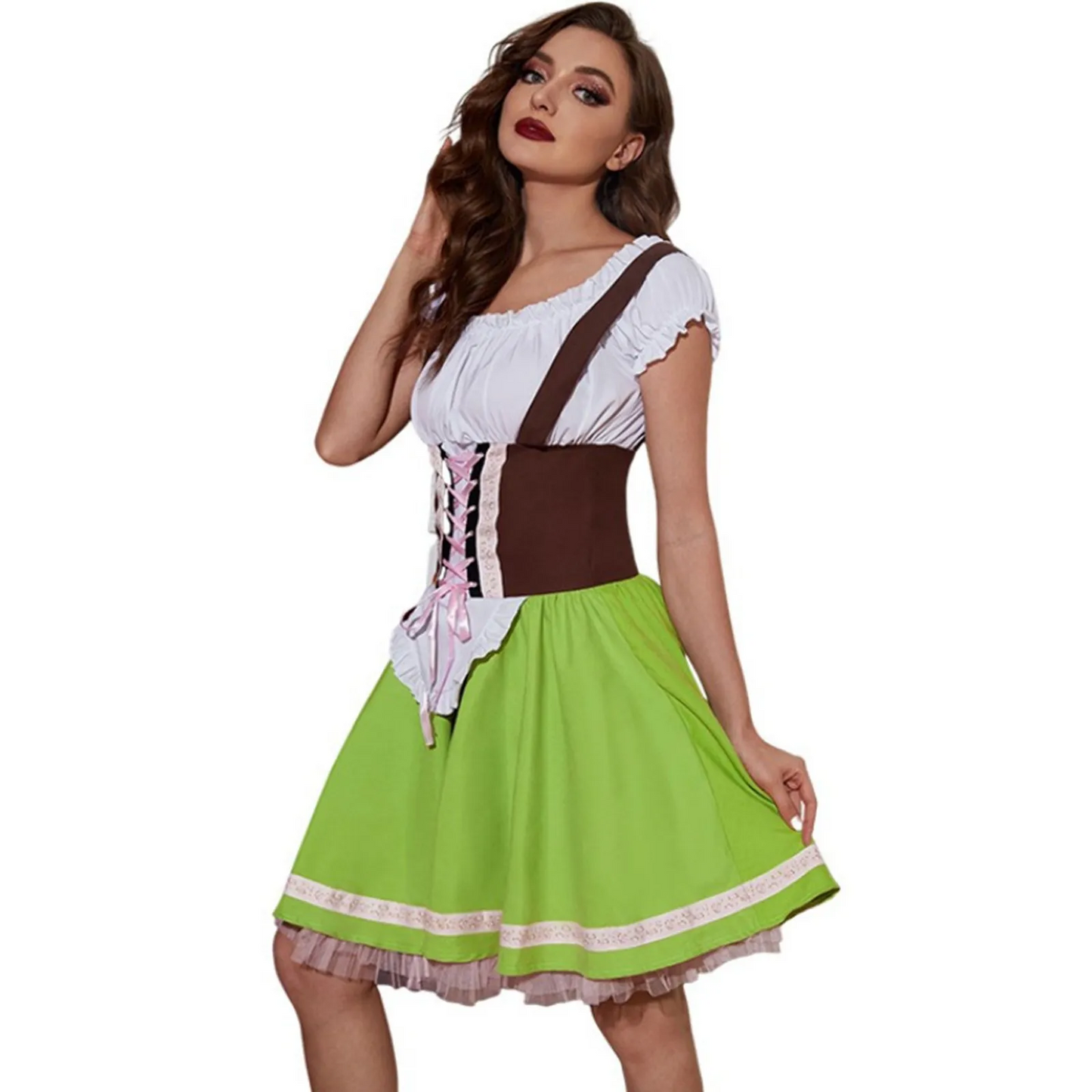 Dirndl dress with apron and lace-up bodice for Oktoberfest and traditional costume festival 4