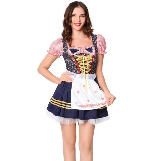 Dirndl dress with apron and lacing for Oktoberfest and traditional costume festival 0