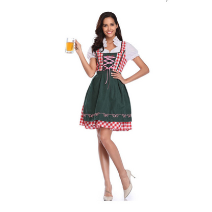Dirndl dress with check pattern and lacing for Oktoberfest and traditional costume festival 0